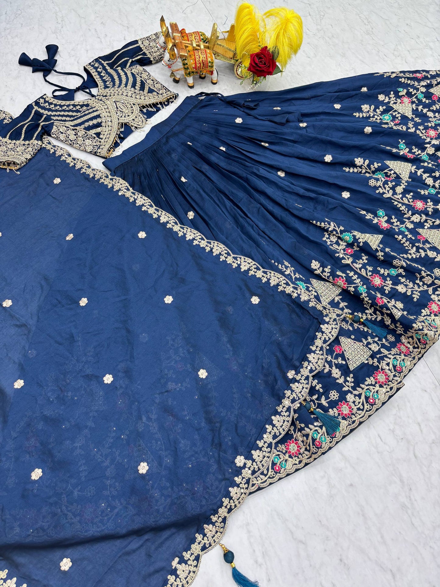 Lehenga Choli Wedding Collection | Vichitra Silk Embroidery Work