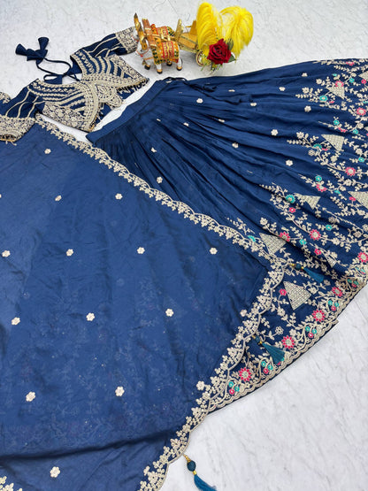 Lehenga Choli Wedding Collection | Vichitra Silk Embroidery Work