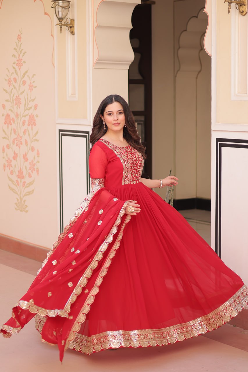 Designer Gown 2025 - Ready Made, Embroidered | Rangbhoomi