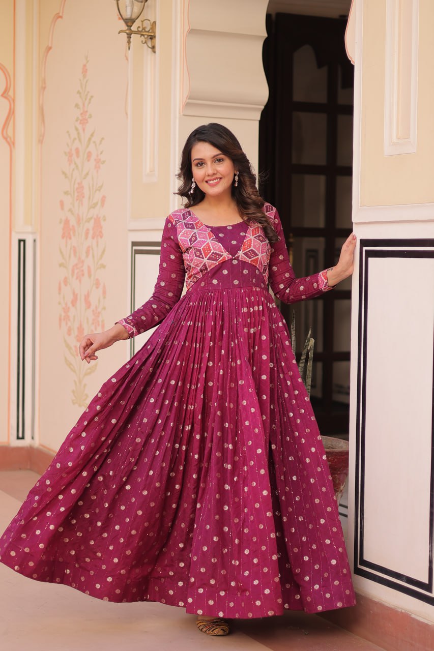 Position Print Choli Design Gown | Indian Ethnic Party Wear