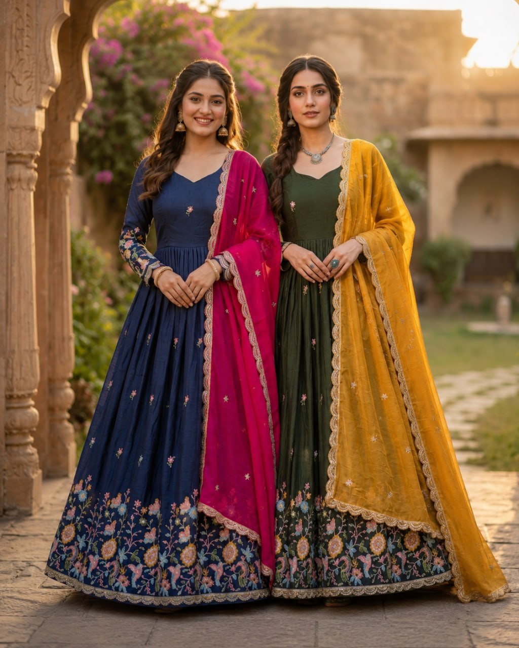 Elegant Fendi Silk Gown with Heavy Sequin and Zari Embroidery, Paired with Matching Dupatta – Collection 2026