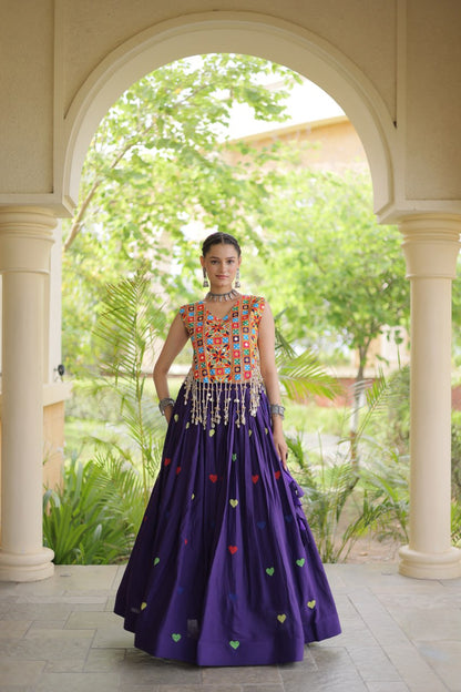 RangBhoomi Navratri Festive Cora Cotton Lehenga Set with Embroidered Blouse