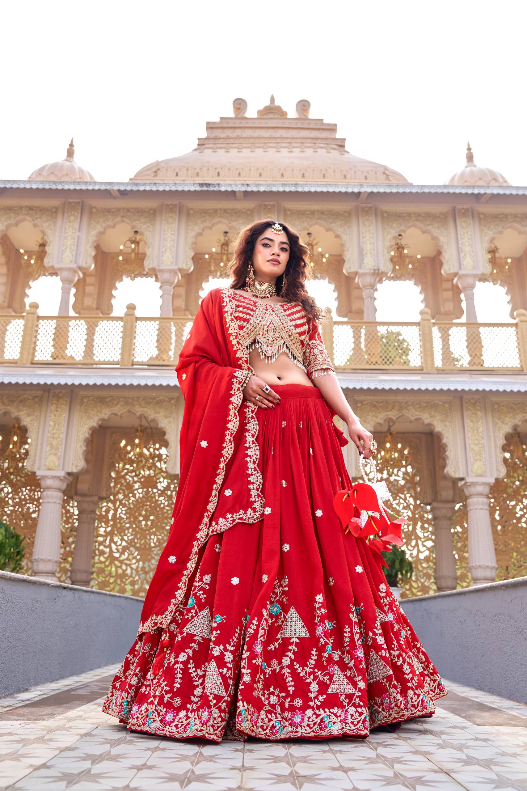 Lehenga Choli Wedding Collection | Vichitra Silk Embroidery Work
