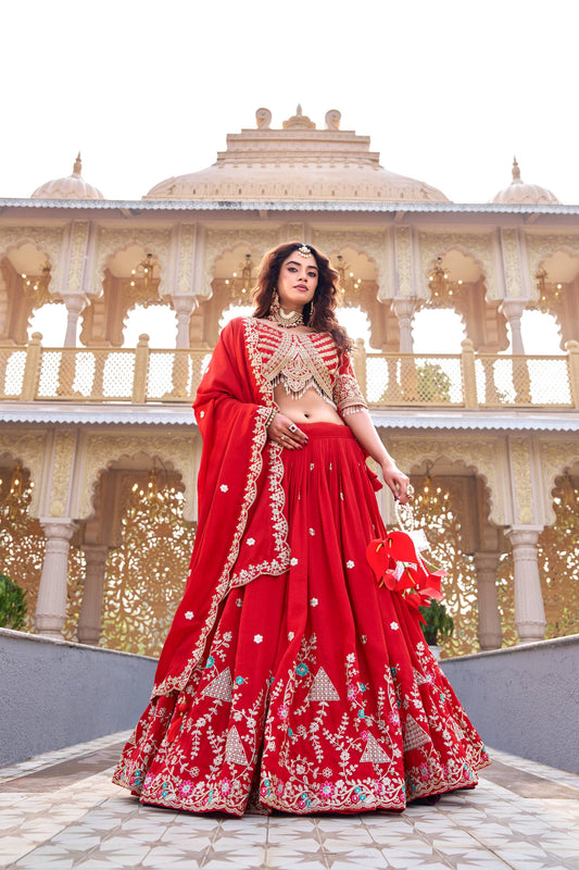 Lehenga Choli Wedding Collection | Vichitra Silk Embroidery Work