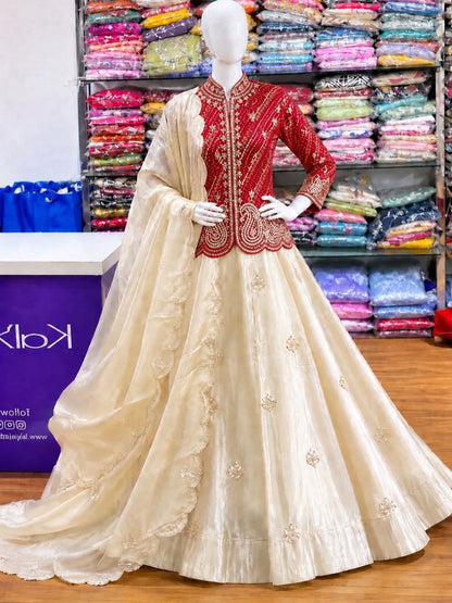 RangBhoomi Embroidered Sequence Jacket and Lehenga Choli - Ready to Wear Festive Set