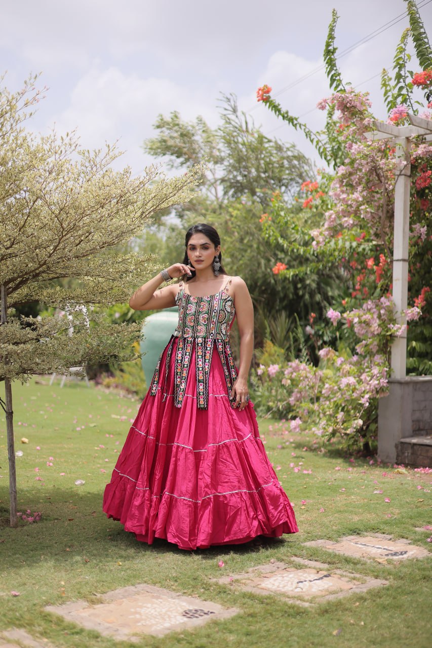 RangBhoomi Navratri Kora Cotton Lehenga Set — Full-Stitched Festive Ensemble