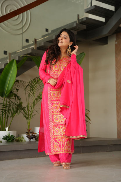 RangBhoomi Elegant Ready-to-Wear Top, Pant, and Dupatta Set with Intricate Multi-Thread Embroidery 2026 Collection