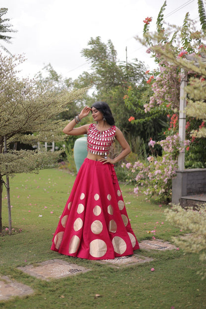 RangBhoomi Navratri Roman-Silk Lehenga Choli Set — Full-Stitched Festive Ensemble