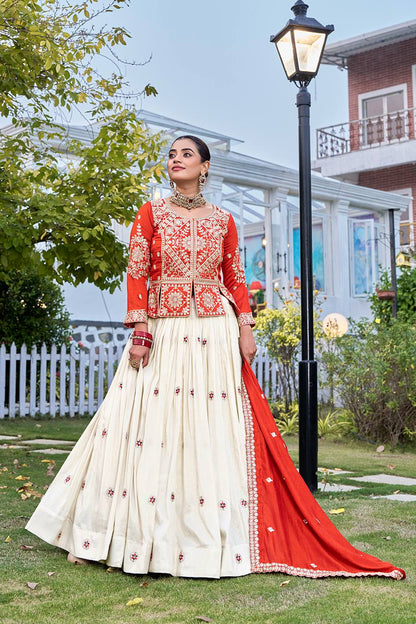 RangBhoomi Elegant Festival Lehenga Choli Set with Heavy Embroidery & Pure Silk Fabric