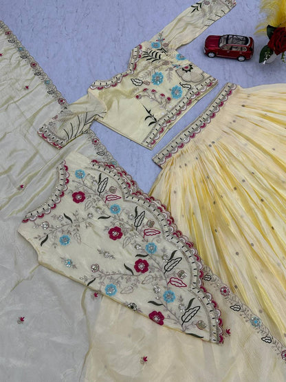 Rangbhoomi Festive Embroidered Crop Top with Lehenga, Jacket & Dupatta