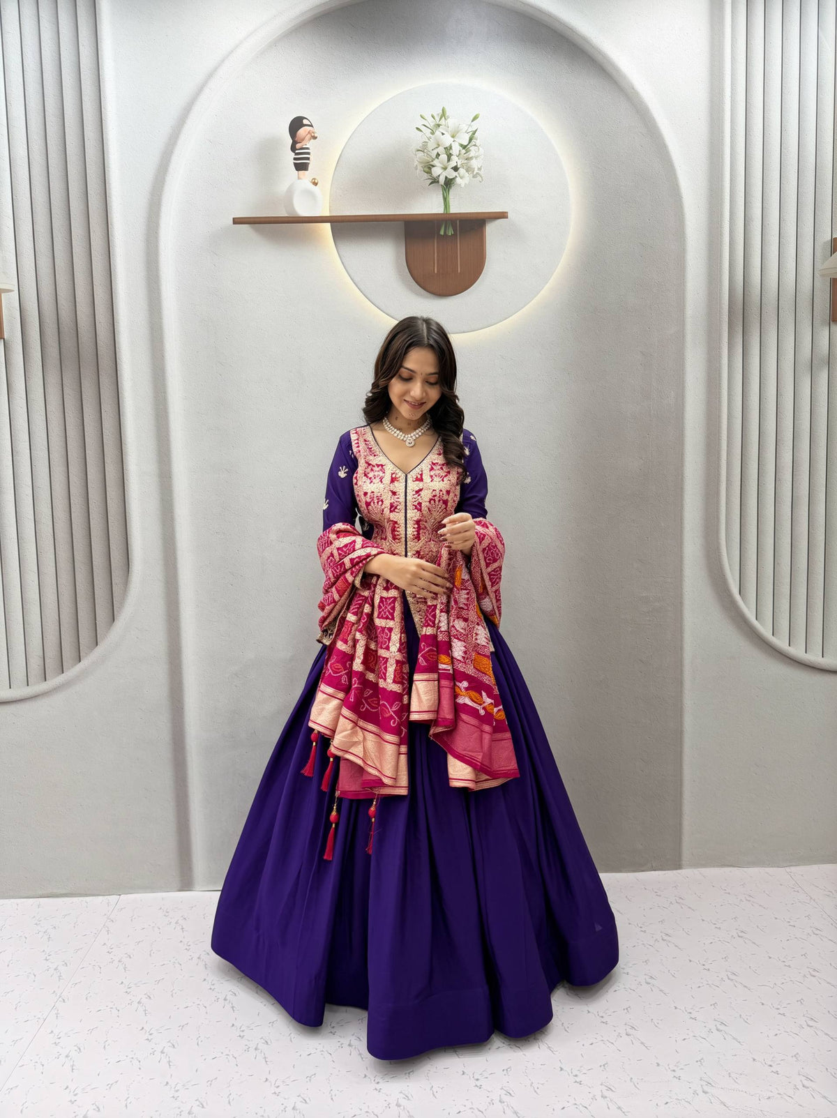 RangBhoomi Festival Badhni Lehenga Choli — Pure Chinon Silk with Heavy Embroidery