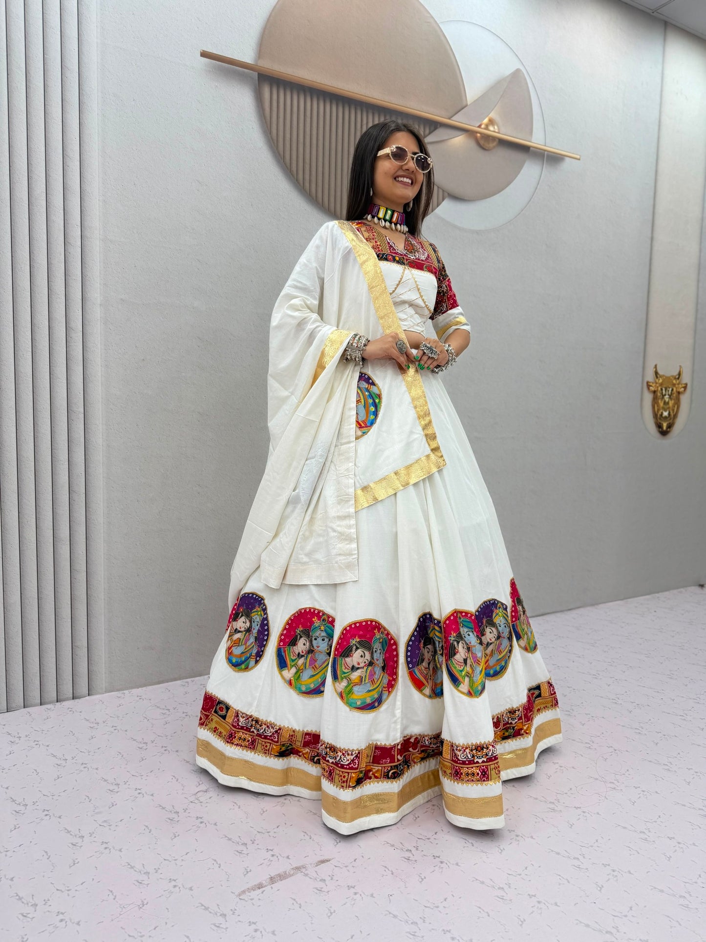 Pure Cotton 6-Meter Flair Lehenga Choli — Navratri Special, Fully Stitched with Cups
