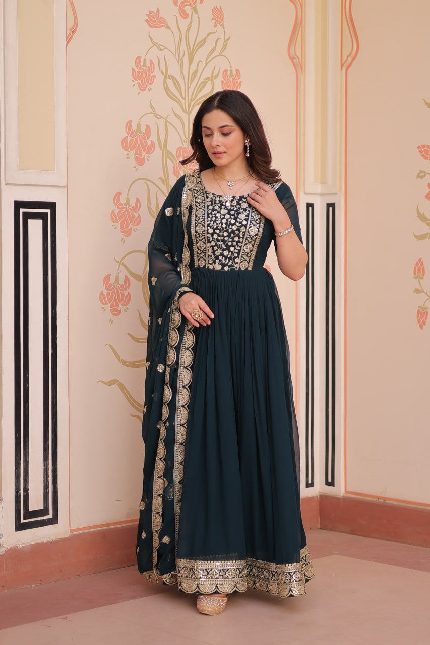 Designer Gown 2025 - Ready Made, Embroidered | Rangbhoomi