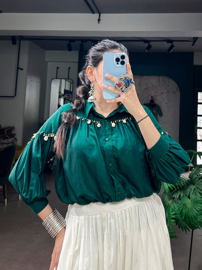 RangBhoomi Navratri Ensemble 2026 — Festive Chinon Shirt & Khadi Cotton Lehenga Set