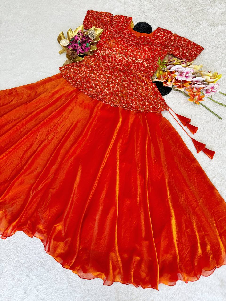RangBhoomi Sequined Peplum Lehenga Choli – Full Stitched Festive Set
