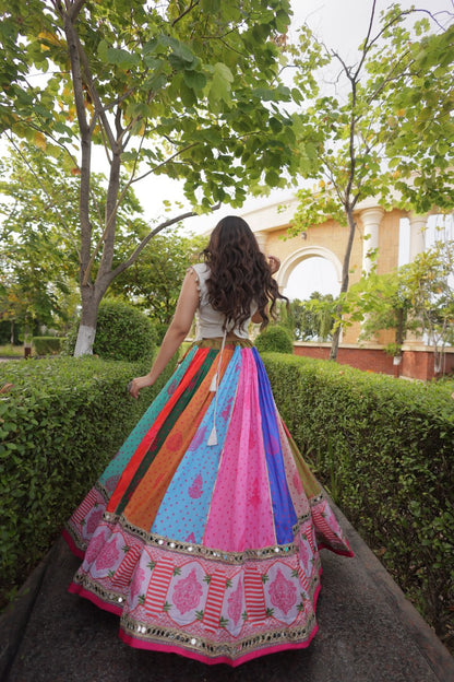 RangBhoomi Cotton Mirror-Lace Lehenga Set — Full-Stitched Festive Navratri Outfit