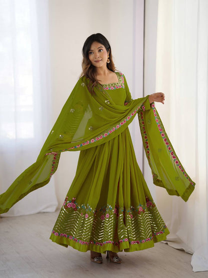 RangBhoomi Heavy Designer Party Gown with Embroidered Dupatta