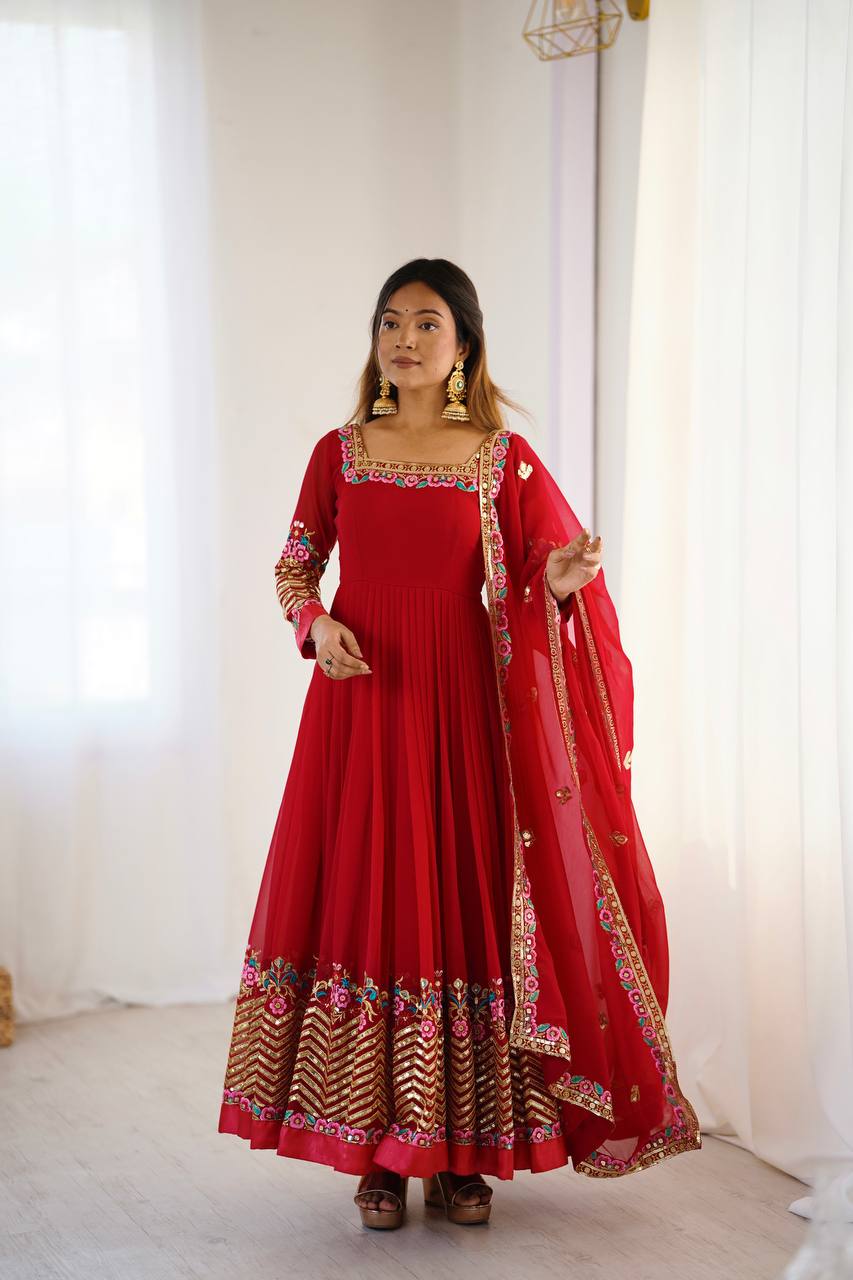 RangBhoomi Heavy Designer Party Gown with Embroidered Dupatta
