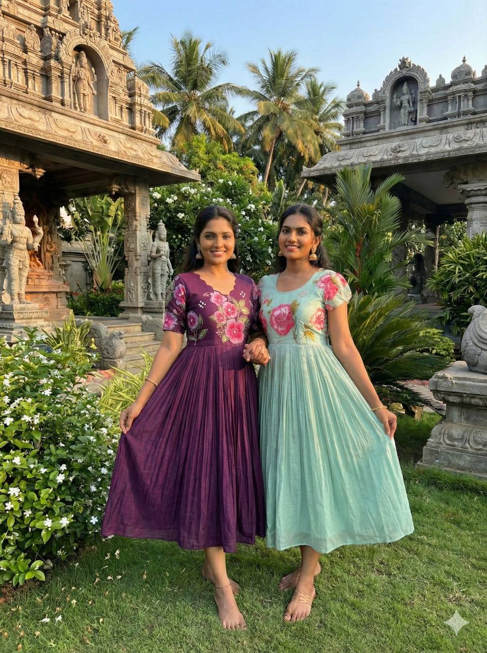 Elegant Mul Mul Cotton Gown with Intricate Maggam Embroidery – Where Style Meets Comfort