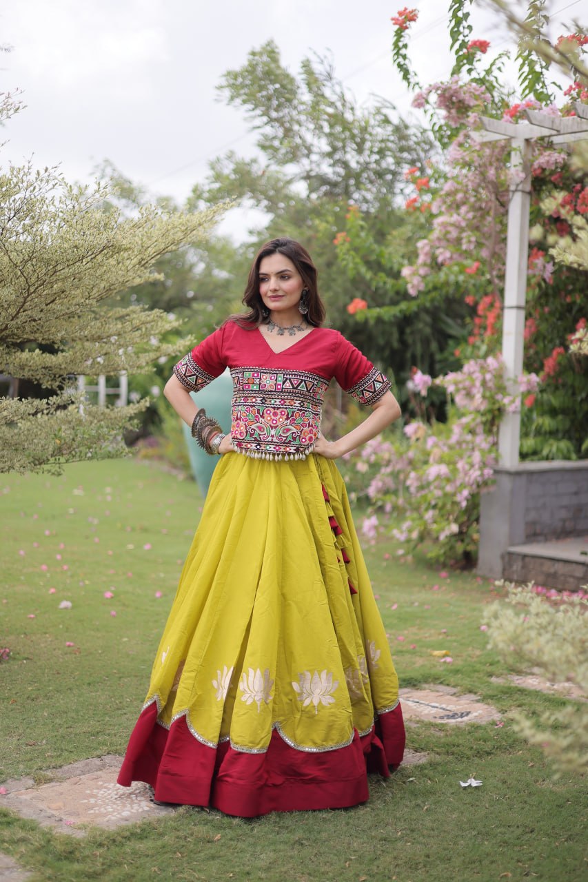 RangBhoomi Navratri Lehenga Choli Collection 2026 — Lotus Mirror Embroidered Set