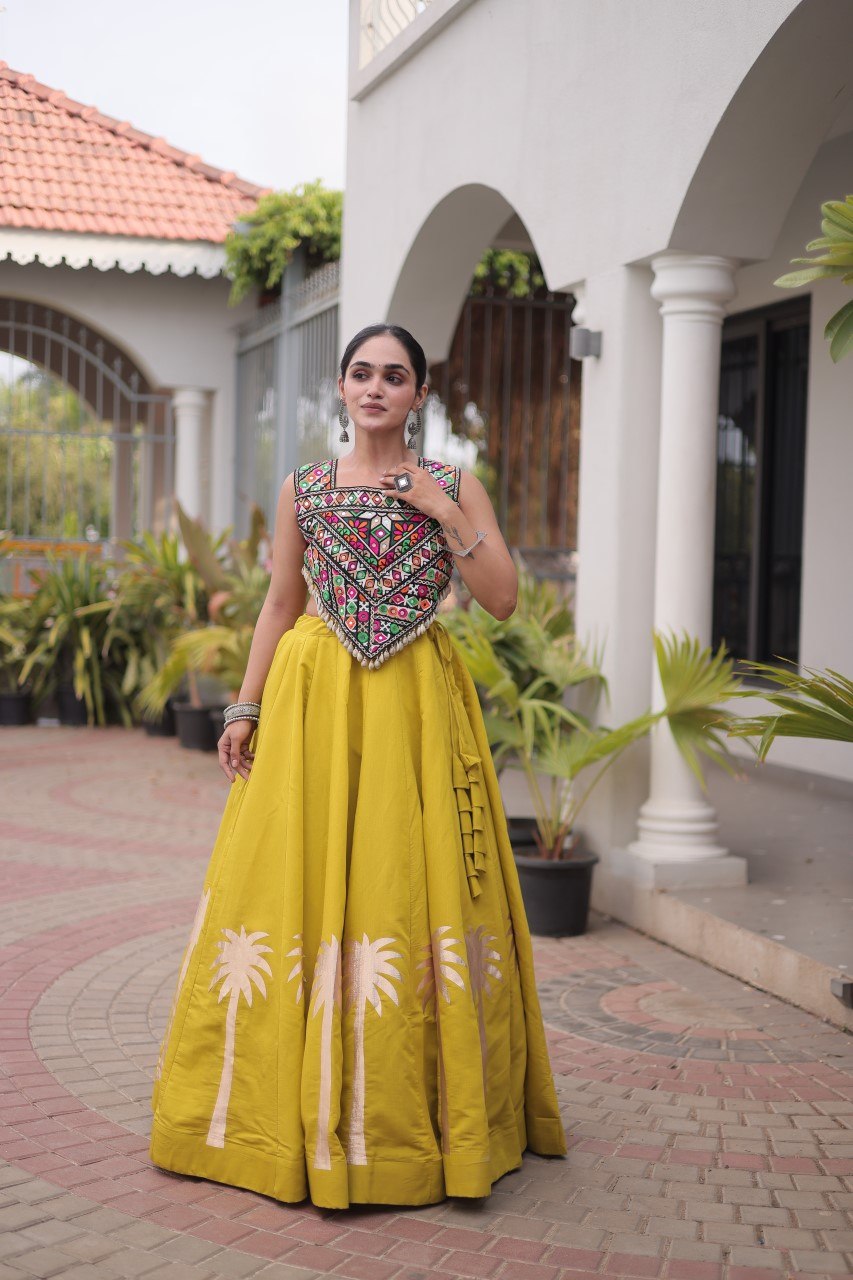 RangBhoomi Navratri Lehenga Choli Collection 2026 — Roman Fabric with Kutchi Embroidery