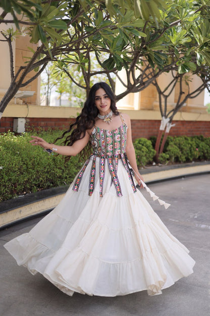 RangBhoomi Navratri Kora Cotton Lehenga Set — Full-Stitched Festive Ensemble