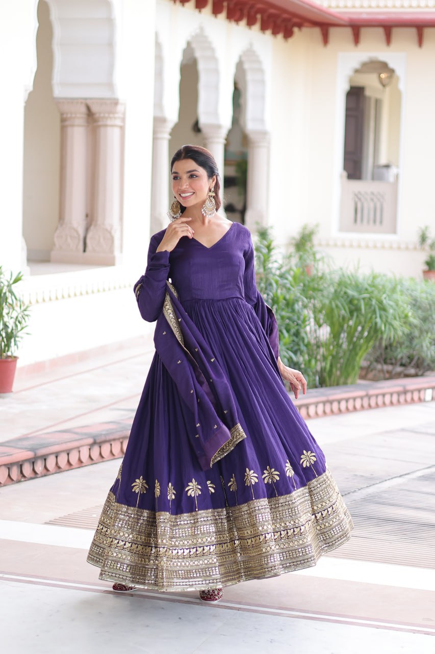 RangBhoomi Elegant Vichitra Silk Gown with Sequined Dupatta Collection 2026