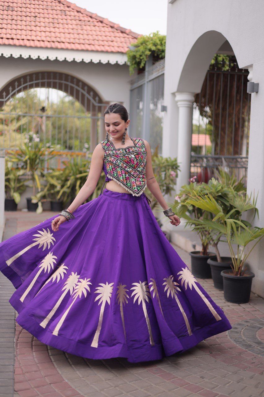 RangBhoomi Navratri Lehenga Choli Collection 2026 — Roman Fabric with Kutchi Embroidery