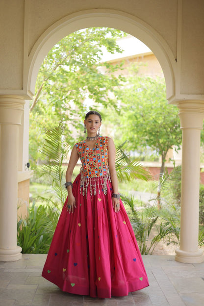 RangBhoomi Navratri Festive Cora Cotton Lehenga Set with Embroidered Blouse