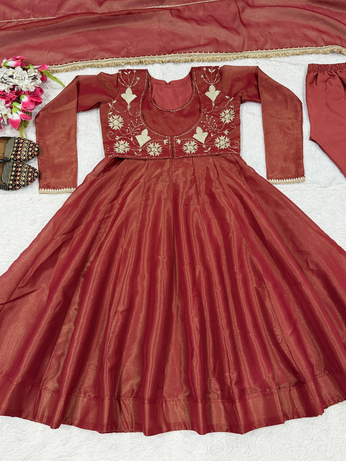 RangBhoomi New Designer Heavy Cosmos Silk Maxi Anarkali Suit – Embellished Festive Gown