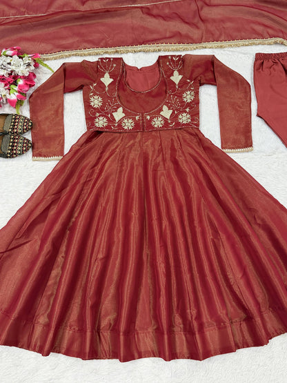 RangBhoomi New Designer Heavy Cosmos Silk Maxi Anarkali Suit – Embellished Festive Gown