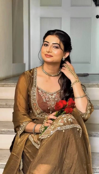 RangBhoomi NC Moss Designer Embroidered Top-Bottom & Dupatta Set — Fully Stitched Ready to Wear