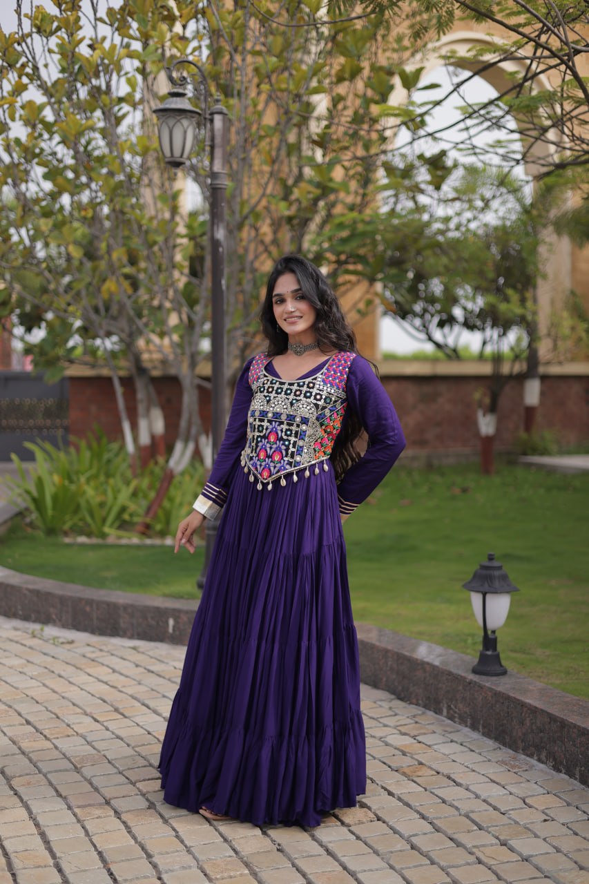 Navratri Gown Collection 2026 — Elegant Reyon Gown with Embellished Blouse by RangBhoomi