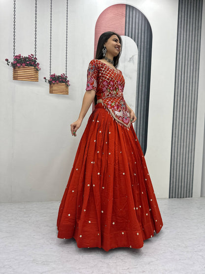 Elegant Wedding Lehenga Choli Set in Luxurious Vichitra Silk with Intricate Embroidery and Sequins