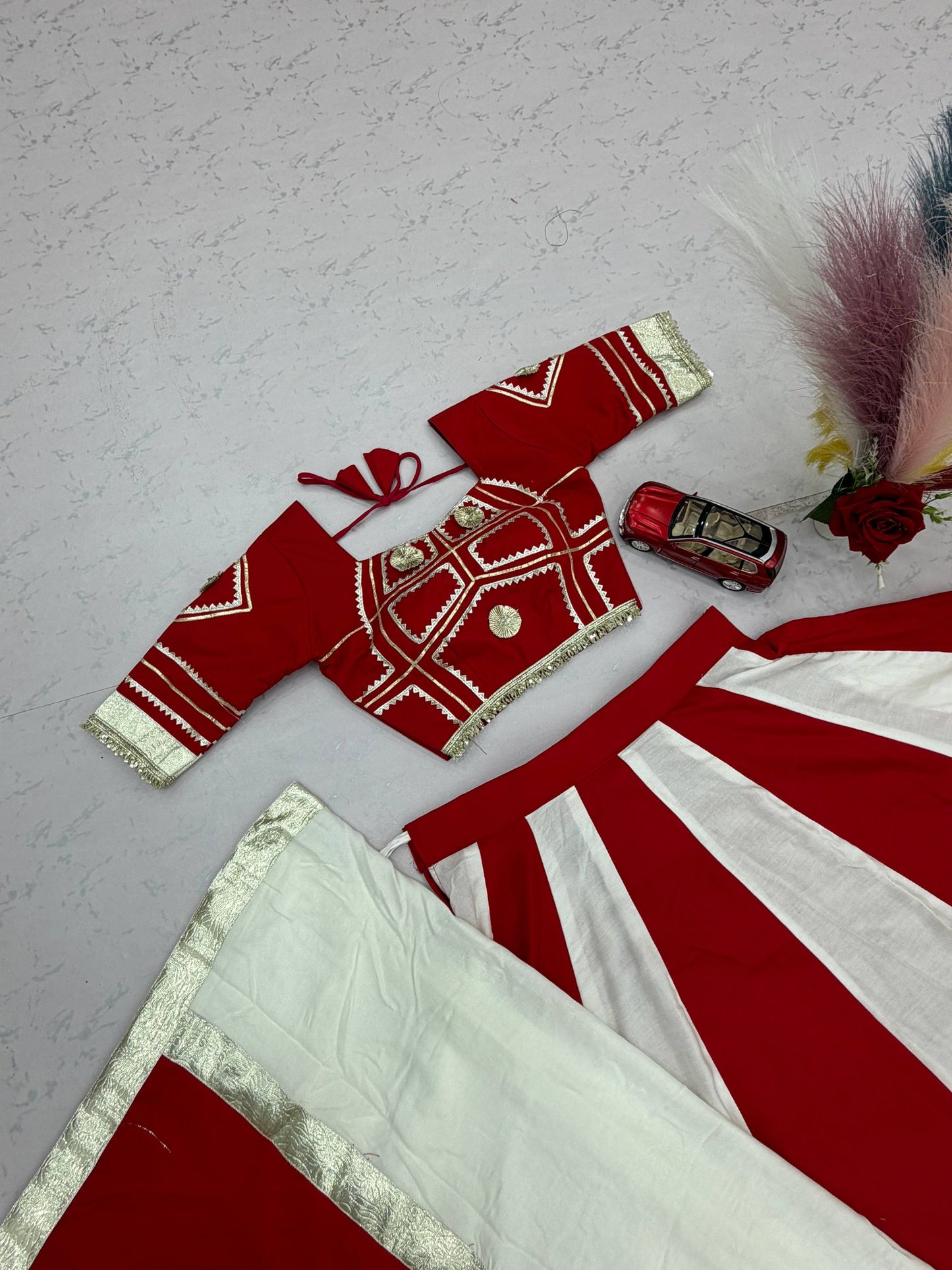 Navratri Special Pure Cotton Lehenga Choli with 6m Flair & Heavy Gota Patti - RangBhoomi