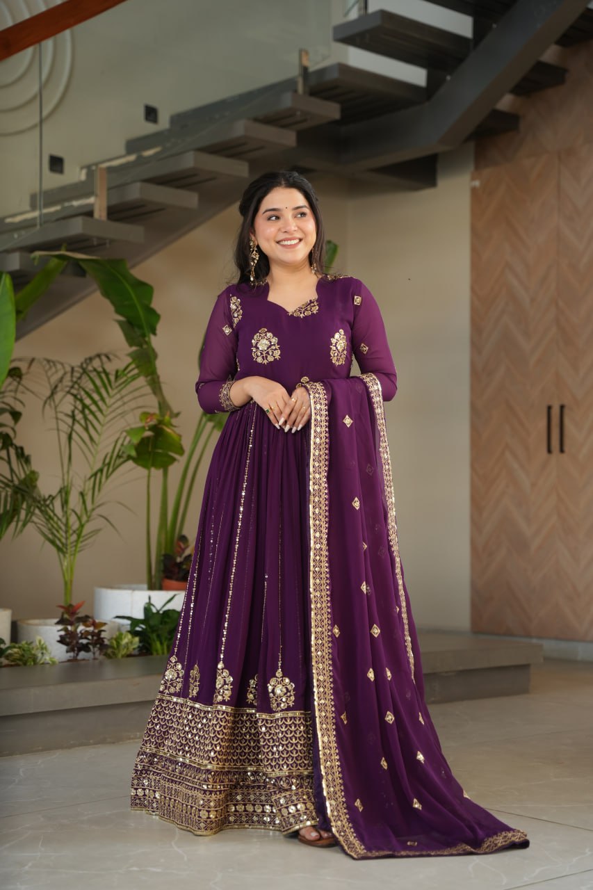 Designer Gown with Dupatta - Elegant Indian Dress
