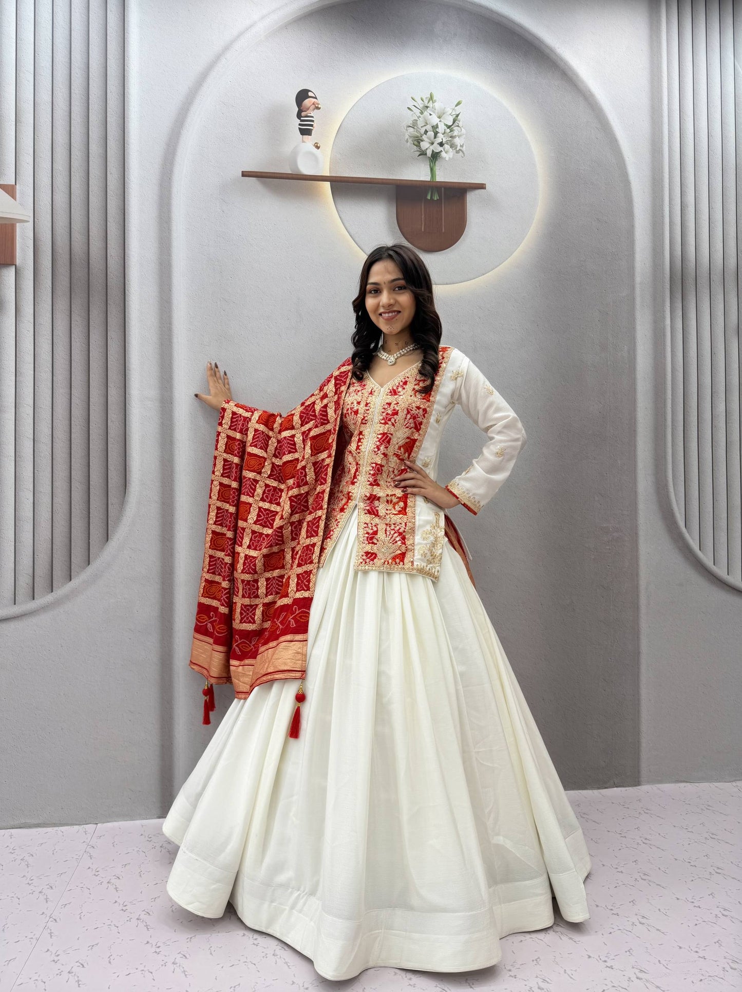 RangBhoomi Festival Badhni Lehenga Choli — Pure Chinon Silk with Heavy Embroidery