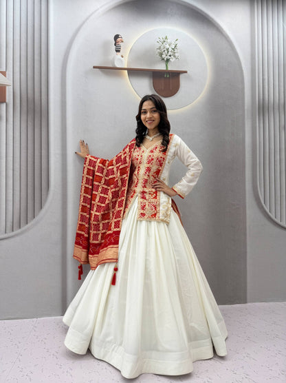 RangBhoomi Festival Badhni Lehenga Choli — Pure Chinon Silk with Heavy Embroidery