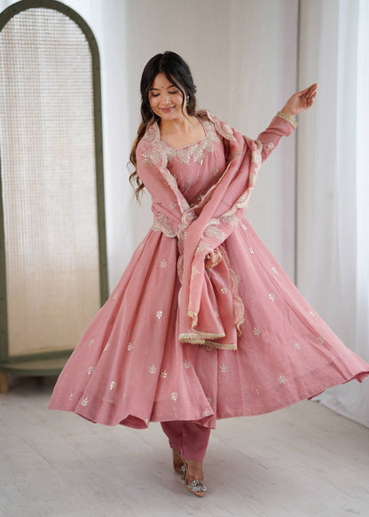 RangBhoomi Elegant Embroidered Sequence Designer Anarkali Three Piece Set
