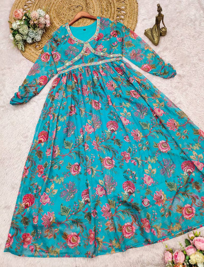 Heavy Tebby Organza Embroidered Gown - Premium Party Wear Outfit