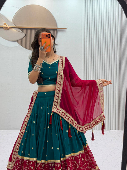 RangBhoomi Tapi Creation Vintage Navratri Lehenga Choli - 6m Flair, Fox Georgette