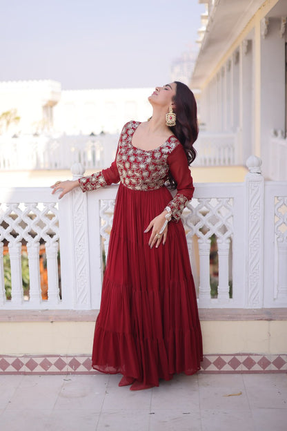RangBhoomi Premium Designer Ready-to-Wear Gown Collection 2026 - Elegant Faux Blooming Georgette with Sequins and Zari Embroidery