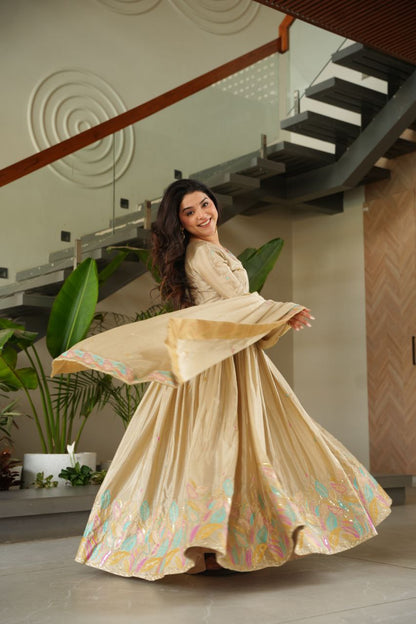 Embroidered Grace Gown & Dupatta – Luxe Fusion Wear for Modern Elegance