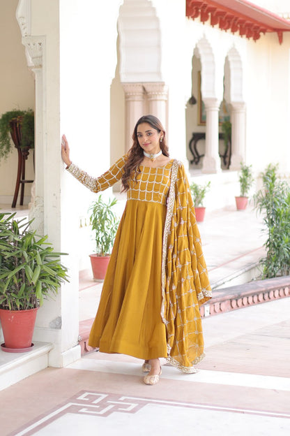 RangBhoomi Premium Ready-to-Wear Embroidered Gown and Dupatta Set