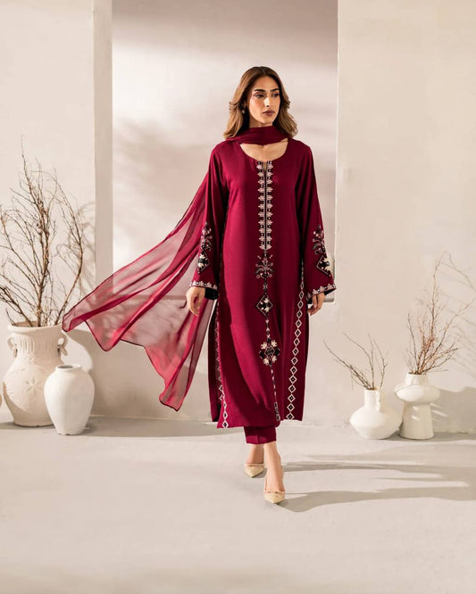 RangBhoomi Festival Special 3-Piece Chanderi Silk Set with Chinon Dupatta - Embroidered Elegance