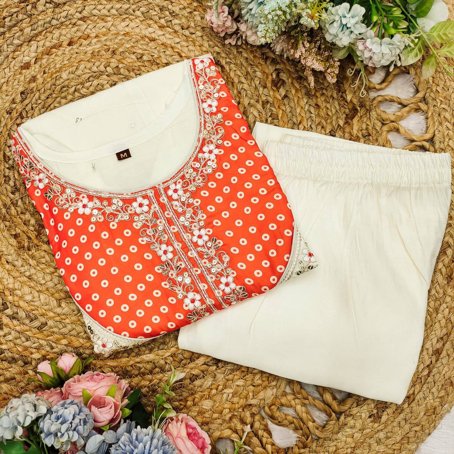 Premium Embroidered Roman Silk Cord Set