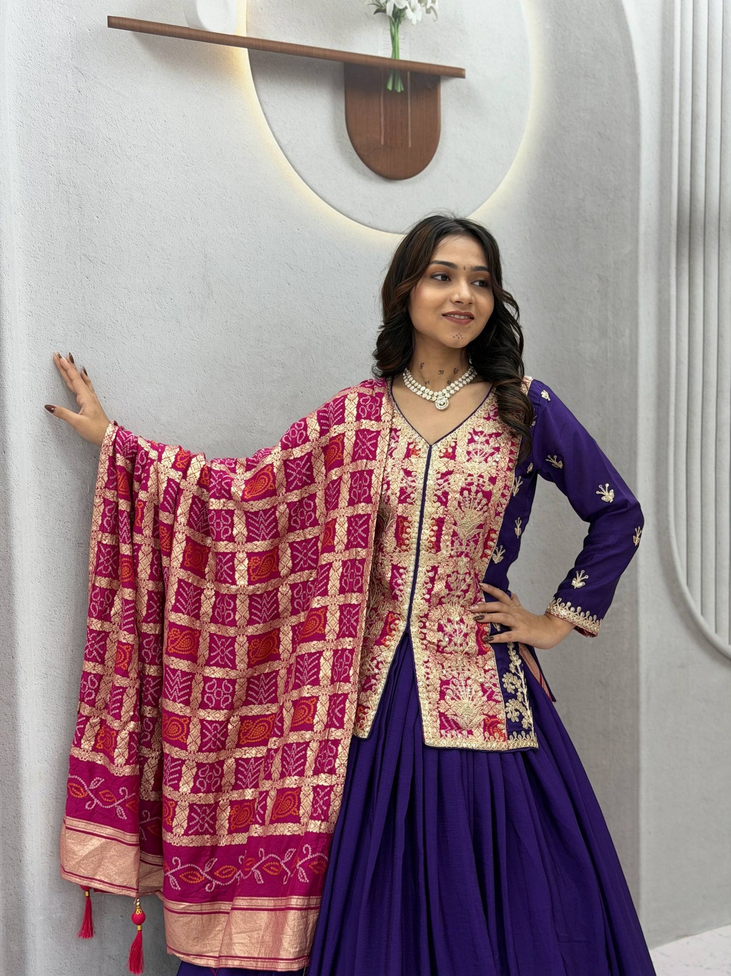 RangBhoomi Festival Badhni Lehenga Choli — Pure Chinon Silk with Heavy Embroidery