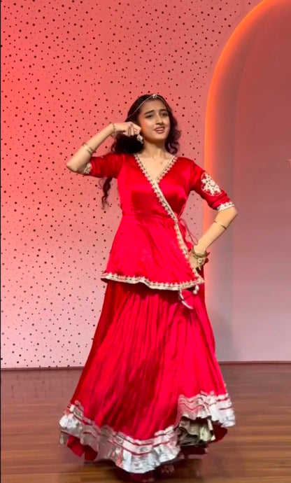 RangBhoomi Navratri Special Crepe Silk Lehenga Choli — 6m Big Flair, Fully Stitched