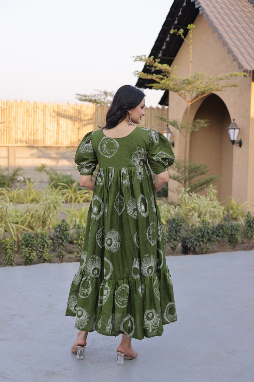 RangBhoomi Premium Designer Ready-to-Wear Kurti Collection 2026 - Elegant Printed Cotton with Puff Sleeves and Fancy Square Neck