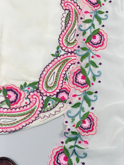 Elegant Women’s Ethnic Ensemble in Premium Heavy Georgette with Embroidered Threadwork, Fully Stitched and Ready to Wear